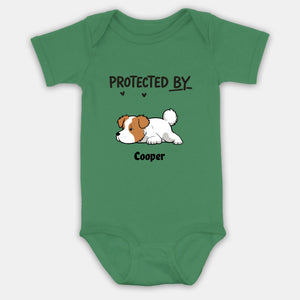 Protected By My Dog Baby Onesie – Personalized Newborn Outfit with Custom Dog – 89Prints
