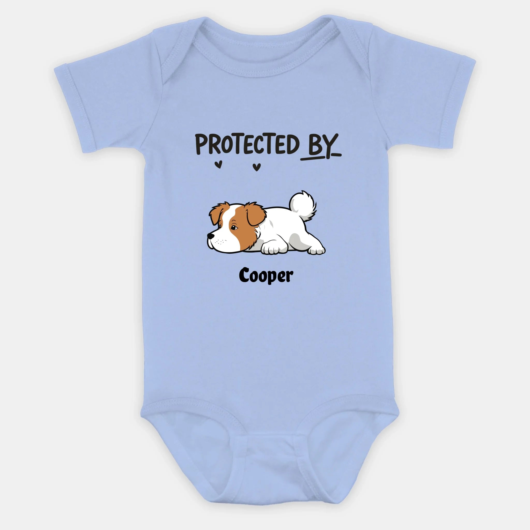 Protected By My Dog Baby Onesie – Personalized Newborn Outfit with Custom Dog – 89Prints