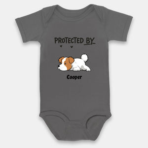 Protected By My Dog Baby Onesie – Personalized Newborn Outfit with Custom Dog – 89Prints