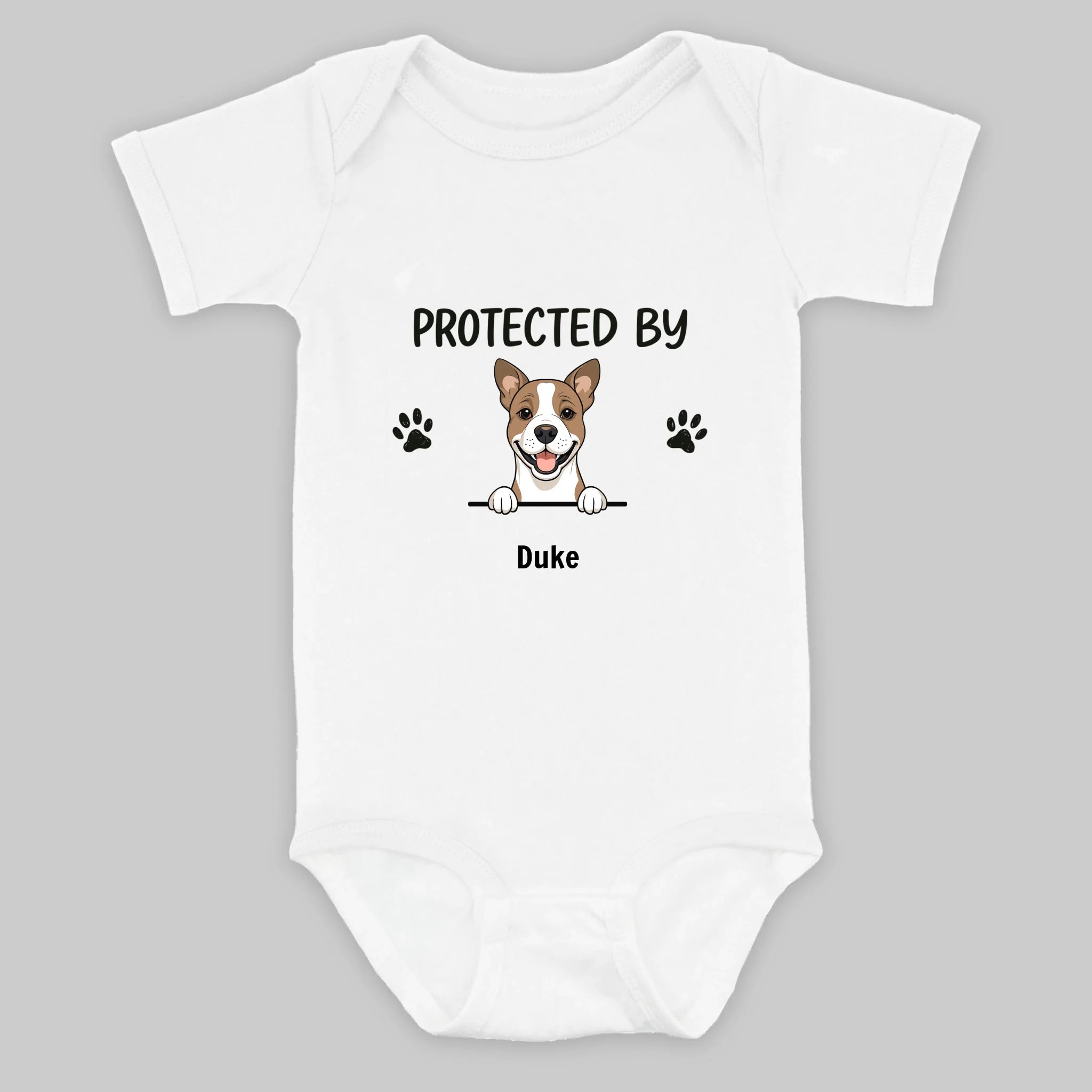 Personalized “Protected By My Dog” Baby Onesie – A Heartfelt Gift for Pet Families - 89Prints