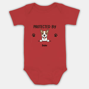 Personalized “Protected By My Dog” Baby Onesie – A Heartfelt Gift for Pet Families - 89Prints
