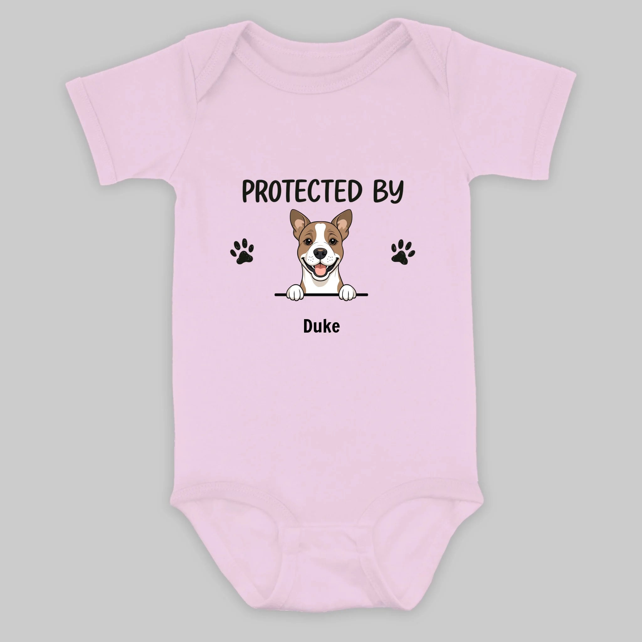 Personalized “Protected By My Dog” Baby Onesie – A Heartfelt Gift for Pet Families - 89Prints
