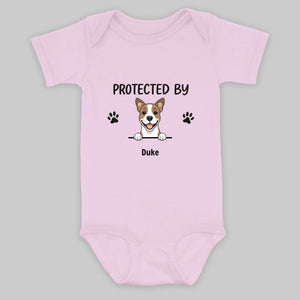 Personalized “Protected By My Dog” Baby Onesie – A Heartfelt Gift for Pet Families - 89Prints