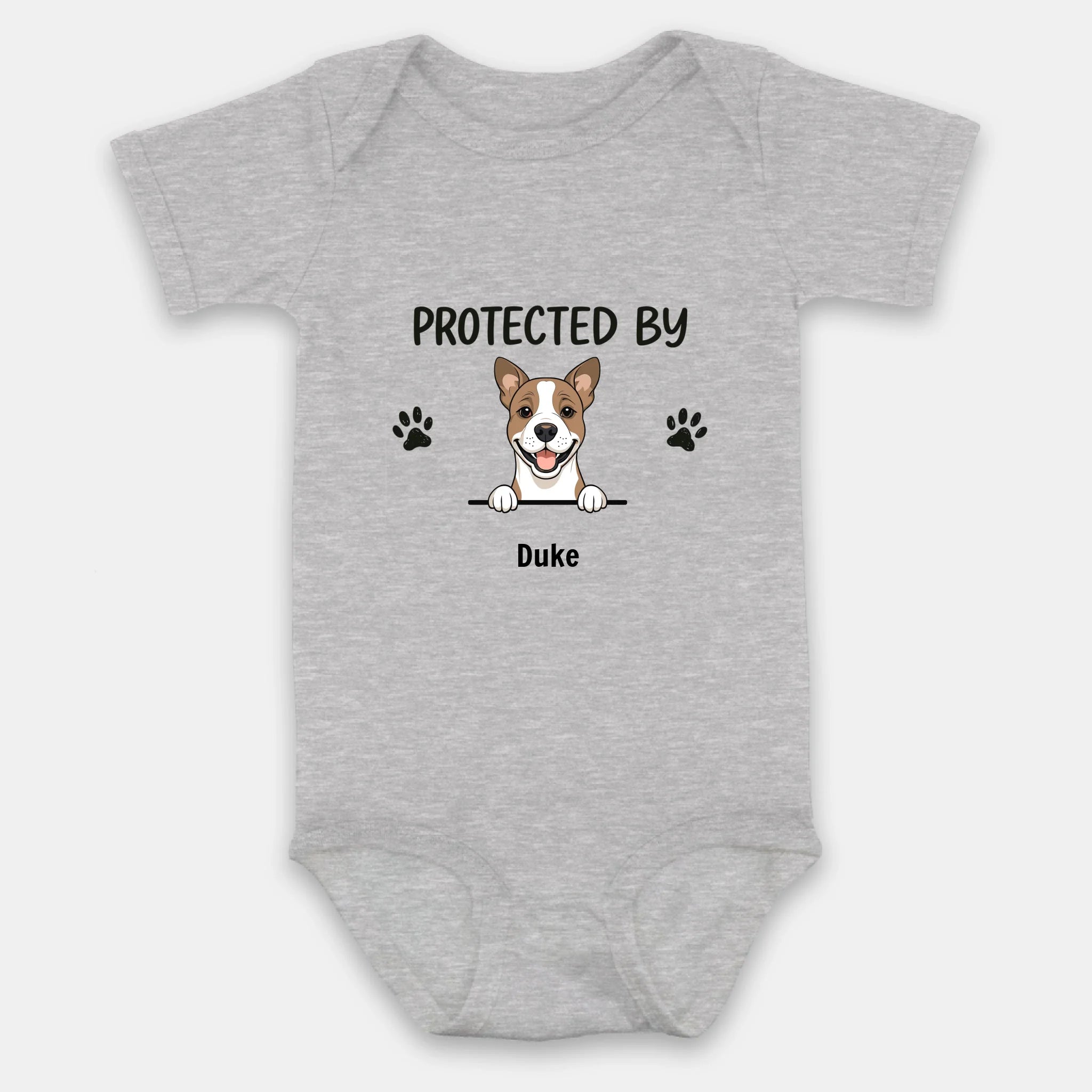 Personalized “Protected By My Dog” Baby Onesie – A Heartfelt Gift for Pet Families - 89Prints