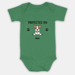Personalized “Protected By My Dog” Baby Onesie – A Heartfelt Gift for Pet Families - 89Prints