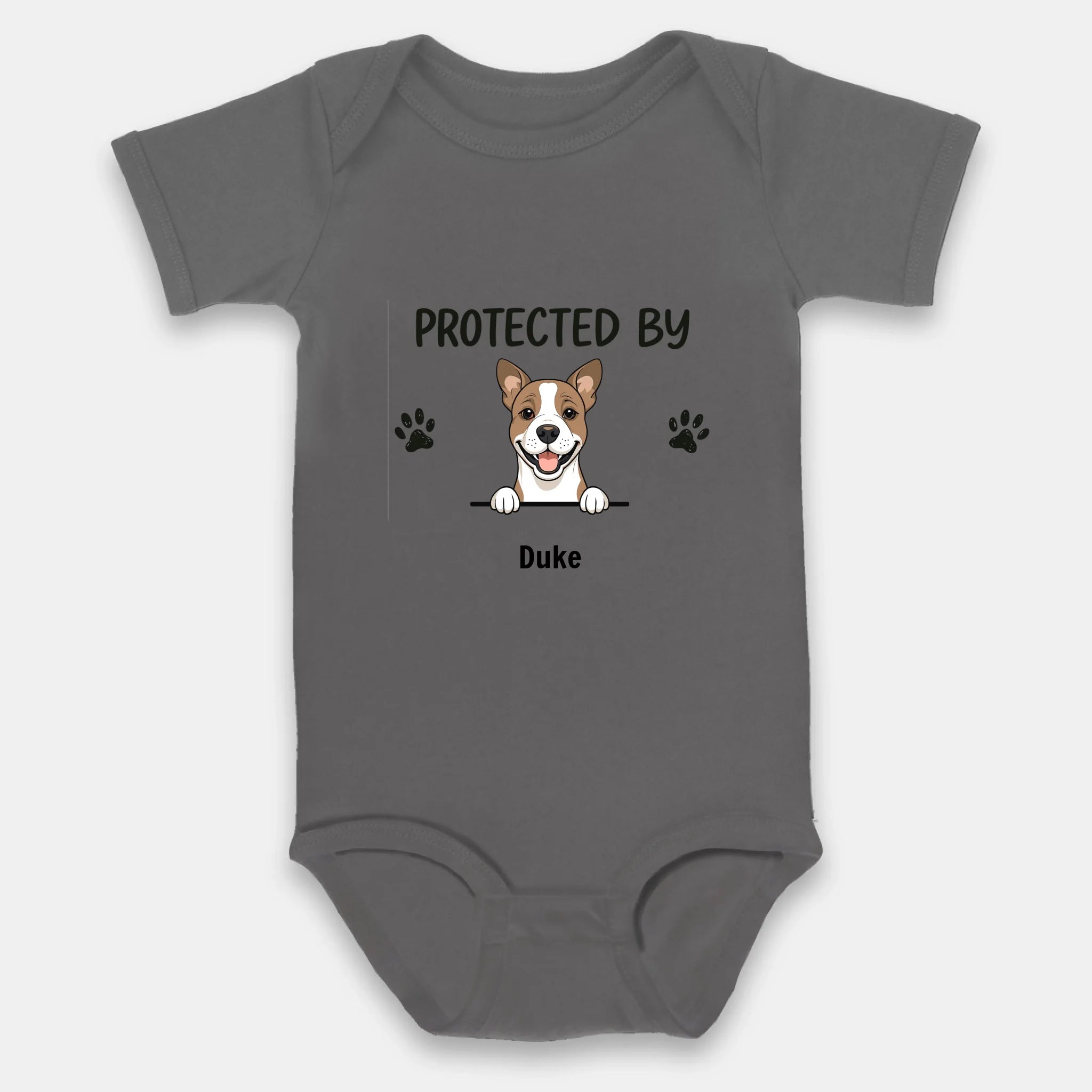 Personalized “Protected By My Dog” Baby Onesie – A Heartfelt Gift for Pet Families - 89Prints