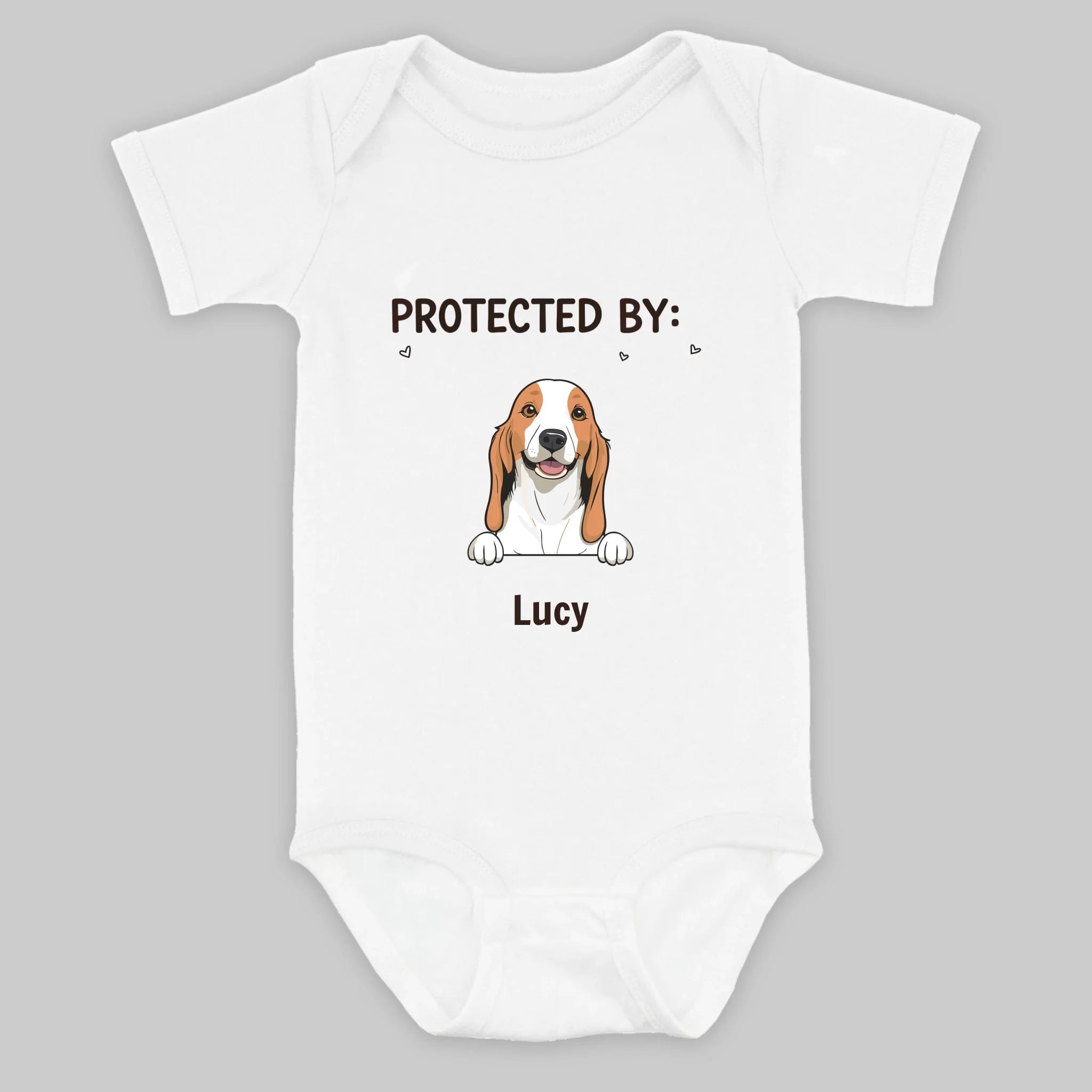 Custom Dog Baby Bodysuit – Protected By Your Dog Funny & Adorable Gift – 89Prints