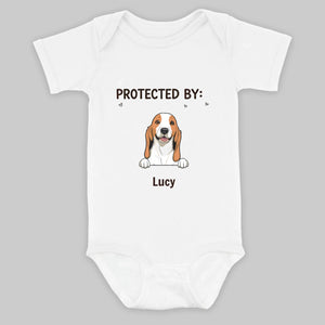 Custom Dog Baby Bodysuit – Protected By Your Dog Funny & Adorable Gift – 89Prints