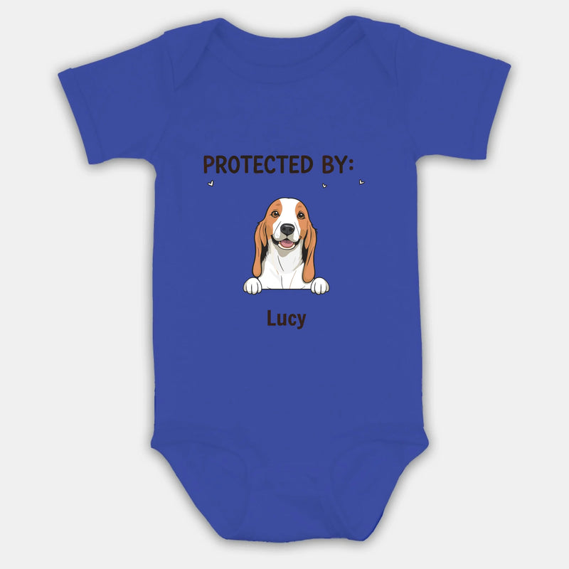Custom Dog Baby Bodysuit – Protected By Your Dog Funny & Adorable Gift – 89Prints