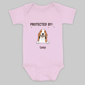 Custom Dog Baby Bodysuit – Protected By Your Dog Funny & Adorable Gift – 89Prints