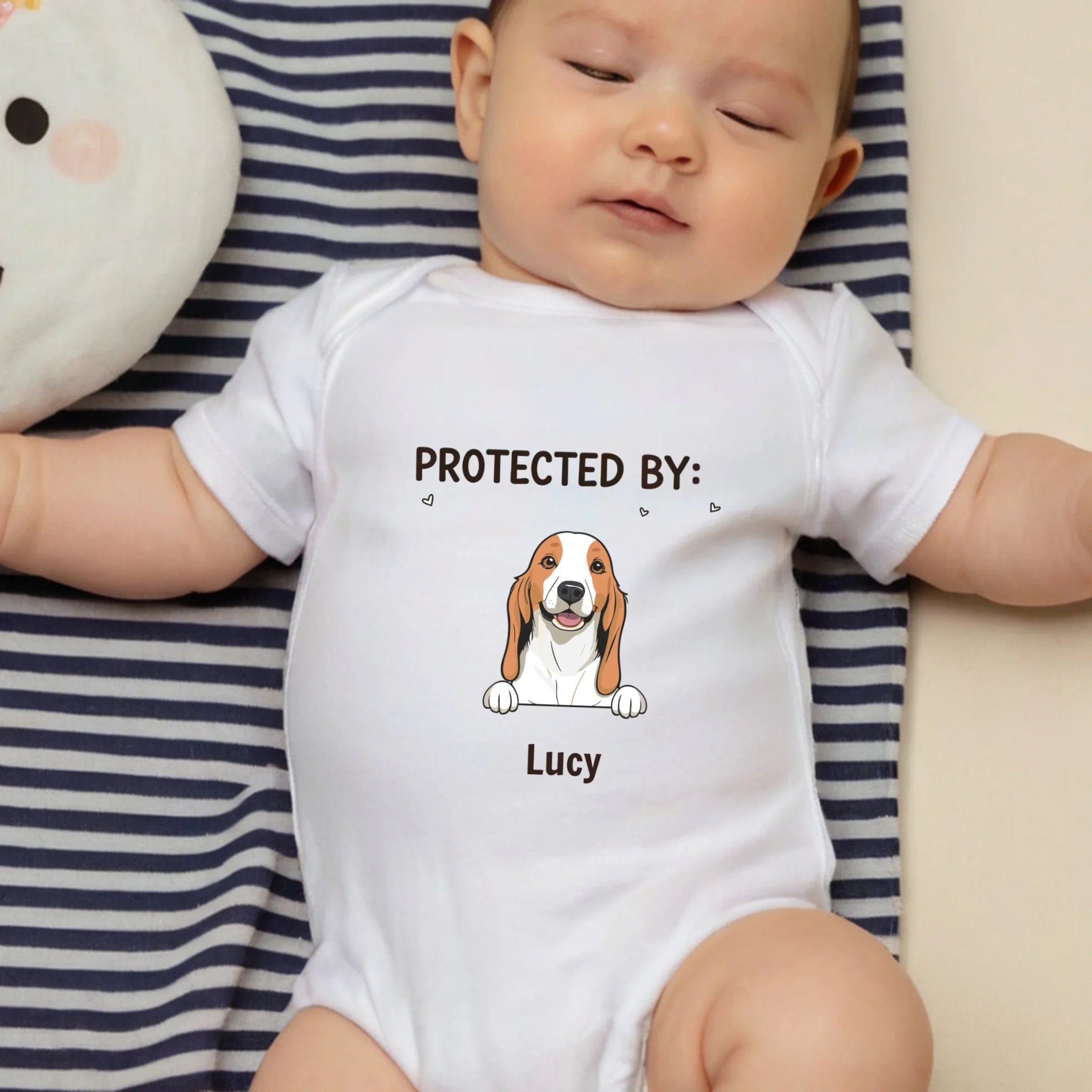 Custom Dog Baby Bodysuit – Protected By Your Dog Funny & Adorable Gift – 89Prints