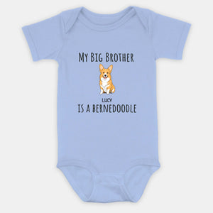 Personalized Dog Baby Onesie – Cute “My Big Brother Is a Bernedoodle” Bodysuit for Newborns – 89Prints
