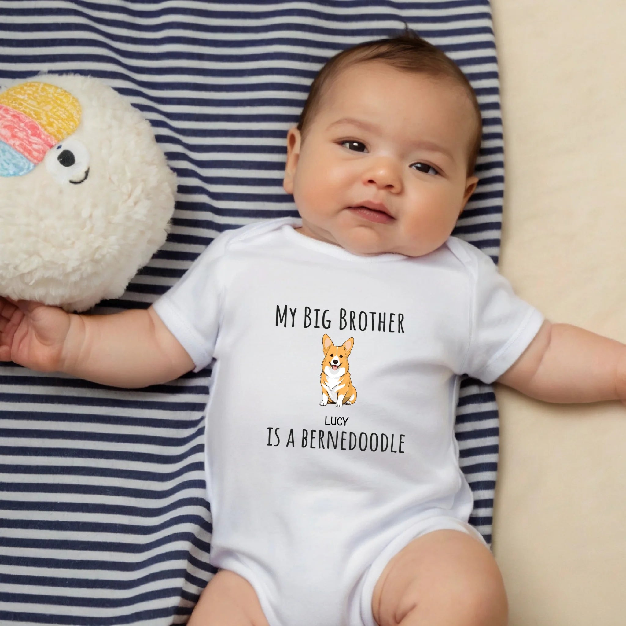 Personalized Dog Baby Onesie – Cute “My Big Brother Is a Bernedoodle” Bodysuit for Newborns – 89Prints