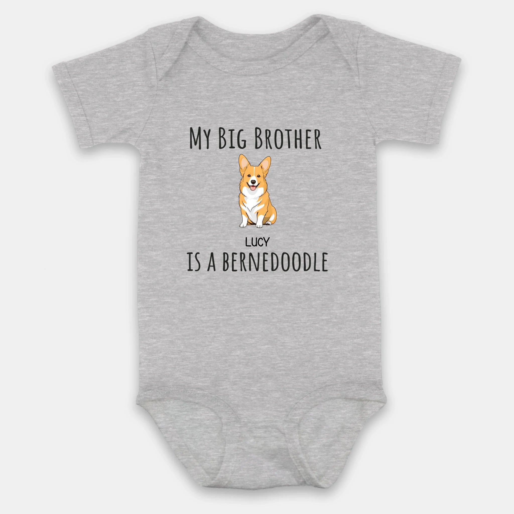 Personalized Dog Baby Onesie – Cute “My Big Brother Is a Bernedoodle” Bodysuit for Newborns – 89Prints