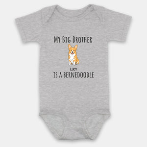Personalized Dog Baby Onesie – Cute “My Big Brother Is a Bernedoodle” Bodysuit for Newborns – 89Prints