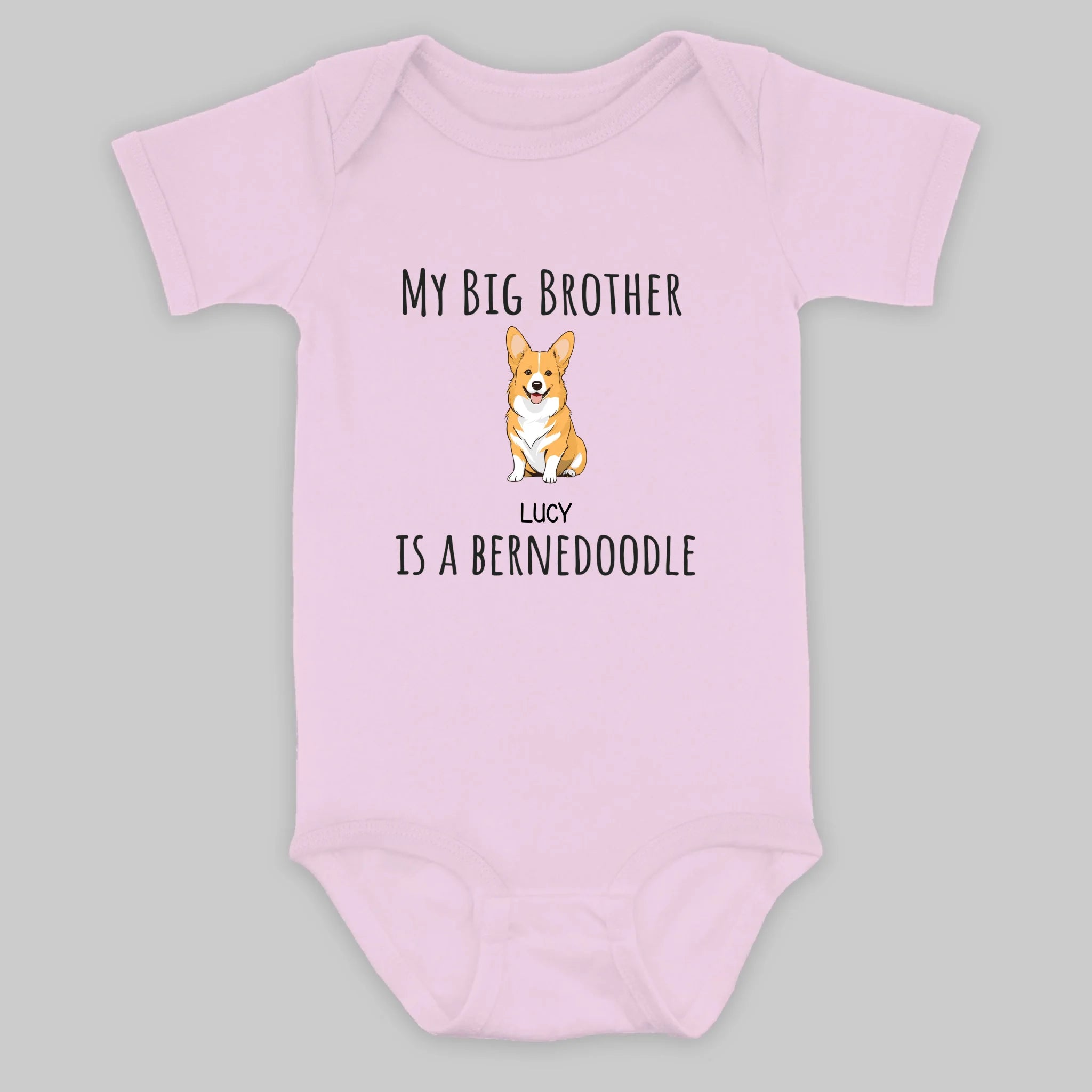 Personalized Dog Baby Onesie – Cute “My Big Brother Is a Bernedoodle” Bodysuit for Newborns – 89Prints