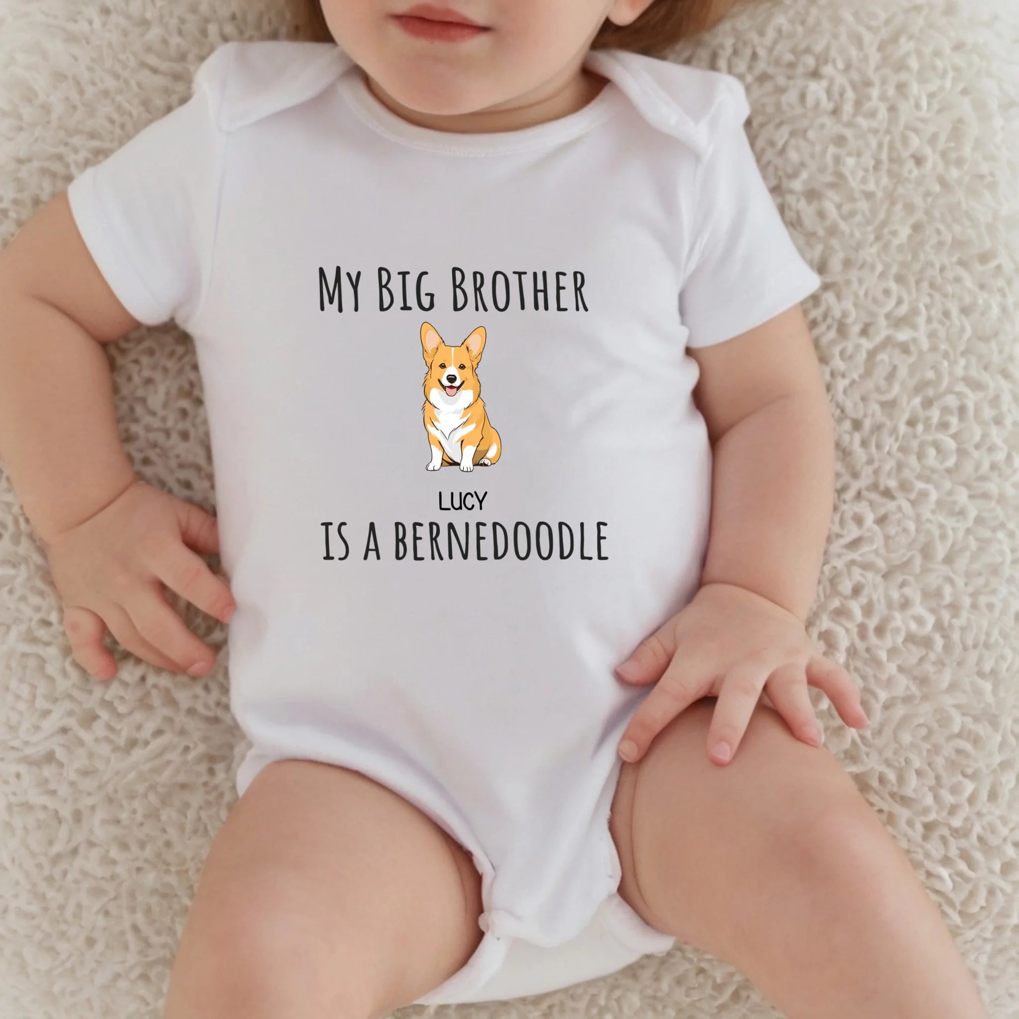 Personalized Dog Baby Onesie – Cute “My Big Brother Is a Bernedoodle” Bodysuit for Newborns – 89Prints