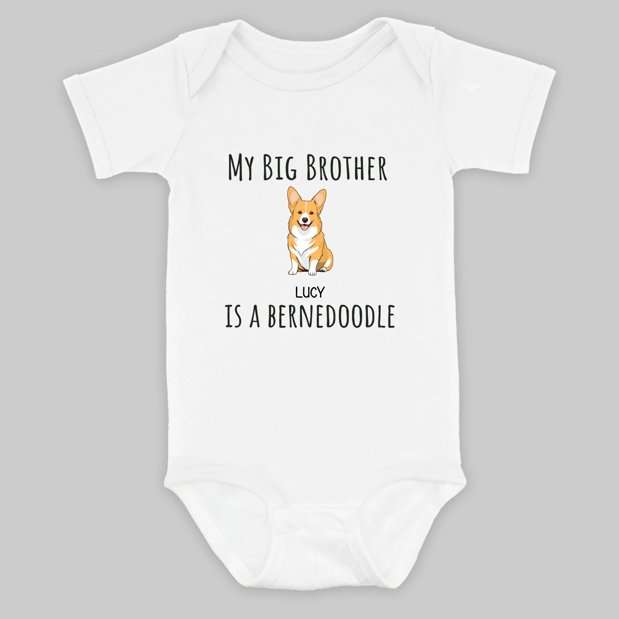 Personalized Dog Baby Onesie – Cute “My Big Brother Is a Bernedoodle” Bodysuit for Newborns – 89Prints
