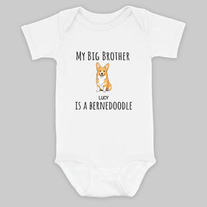 Personalized Dog Baby Onesie – Cute “My Big Brother Is a Bernedoodle” Bodysuit for Newborns – 89Prints