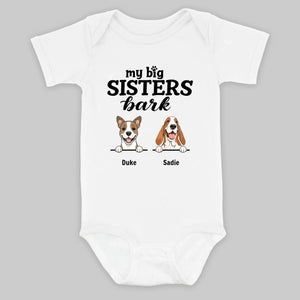 Personalized Dog Baby Onesie – “My Big Sisters Bark” Custom Bodysuit for Newborns – 89Prints
