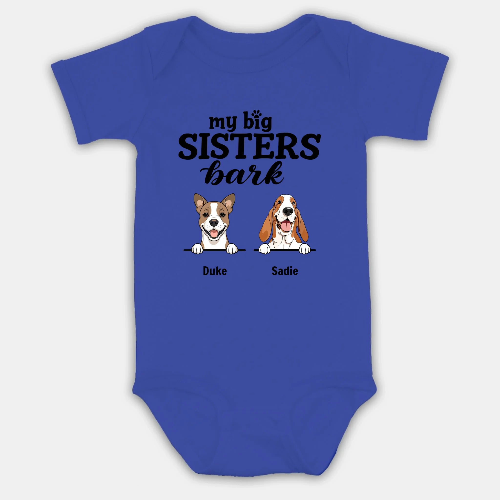 Personalized Dog Baby Onesie – “My Big Sisters Bark” Custom Bodysuit for Newborns – 89Prints