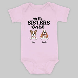 Personalized Dog Baby Onesie – “My Big Sisters Bark” Custom Bodysuit for Newborns – 89Prints