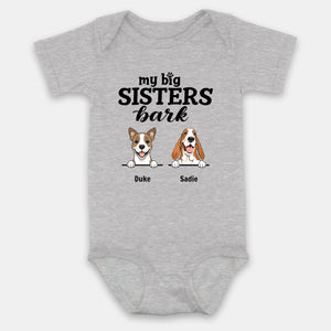 Personalized Dog Baby Onesie – “My Big Sisters Bark” Custom Bodysuit for Newborns – 89Prints