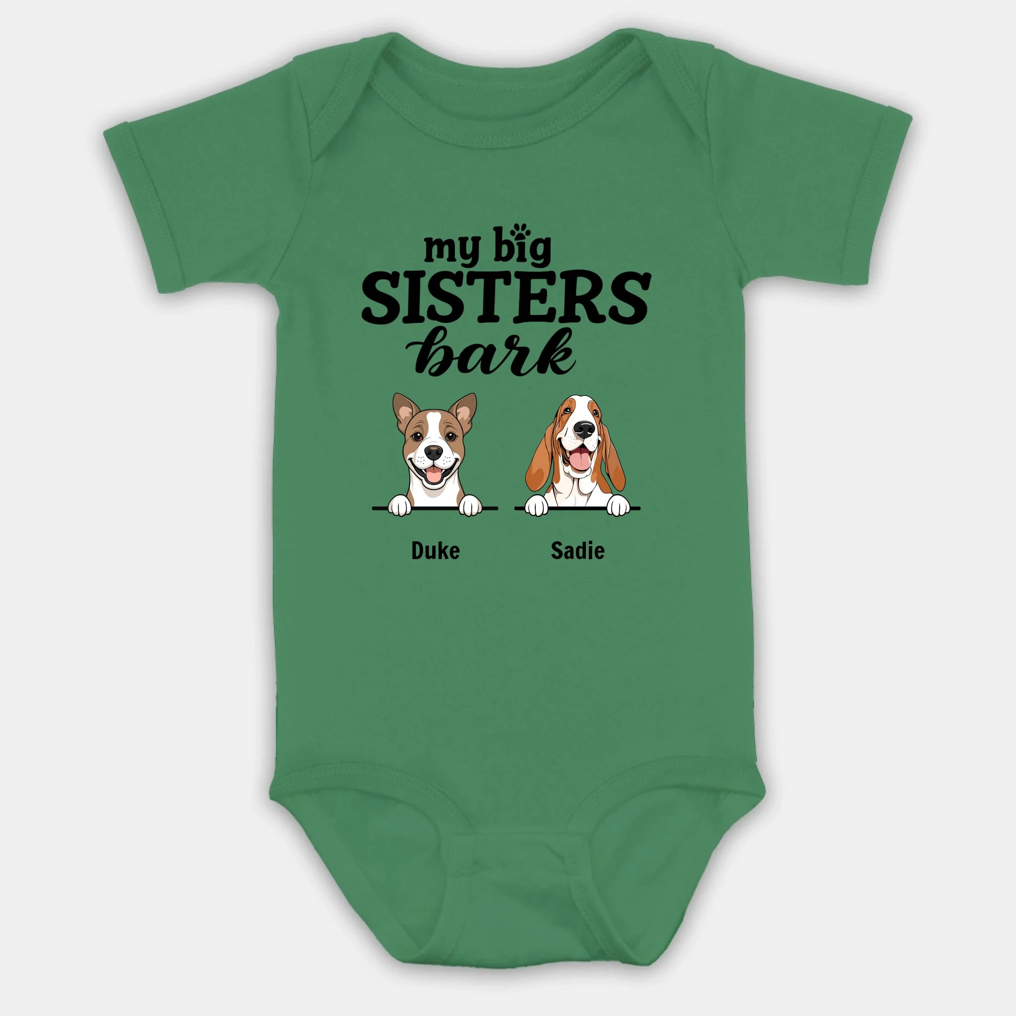 Personalized Dog Baby Onesie – “My Big Sisters Bark” Custom Bodysuit for Newborns – 89Prints