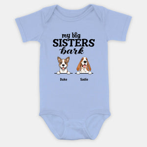 Personalized Dog Baby Onesie – “My Big Sisters Bark” Custom Bodysuit for Newborns – 89Prints