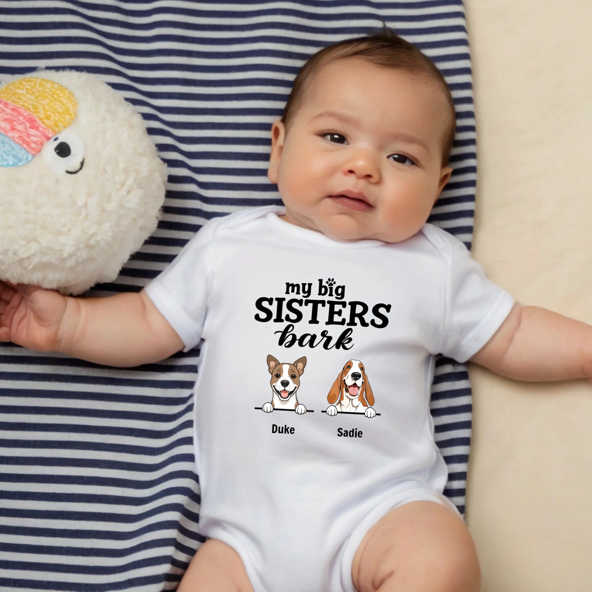 Personalized Dog Baby Onesie – “My Big Sisters Bark” Custom Bodysuit for Newborns – 89Prints