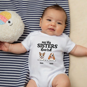 Personalized Dog Baby Onesie – “My Big Sisters Bark” Custom Bodysuit for Newborns – 89Prints