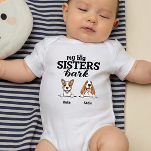 Personalized Dog Baby Onesie – “My Big Sisters Bark” Custom Bodysuit for Newborns – 89Prints