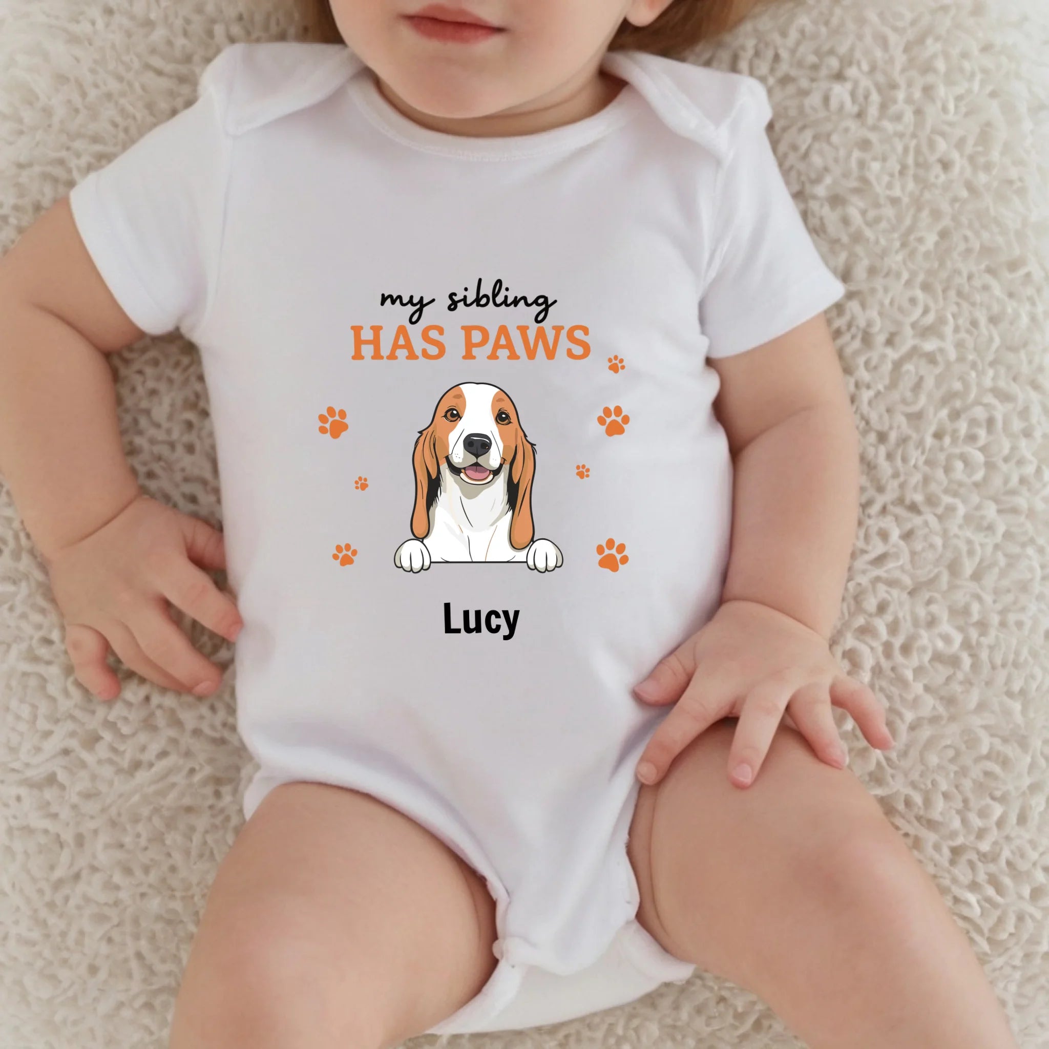 Personalized Baby Onesie – My Sibling Has Paws Design - 89Prints