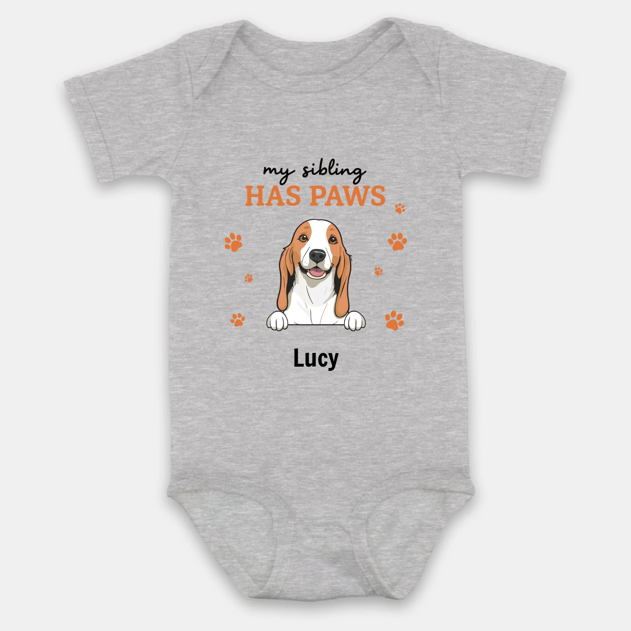 Personalized Baby Onesie – My Sibling Has Paws Design - 89Prints