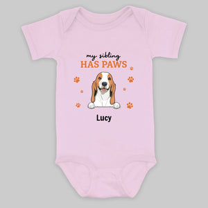 Personalized Baby Onesie – My Sibling Has Paws Design - 89Prints