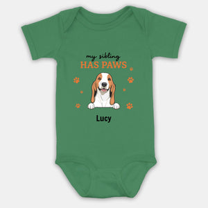 Personalized Baby Onesie – My Sibling Has Paws Design - 89Prints