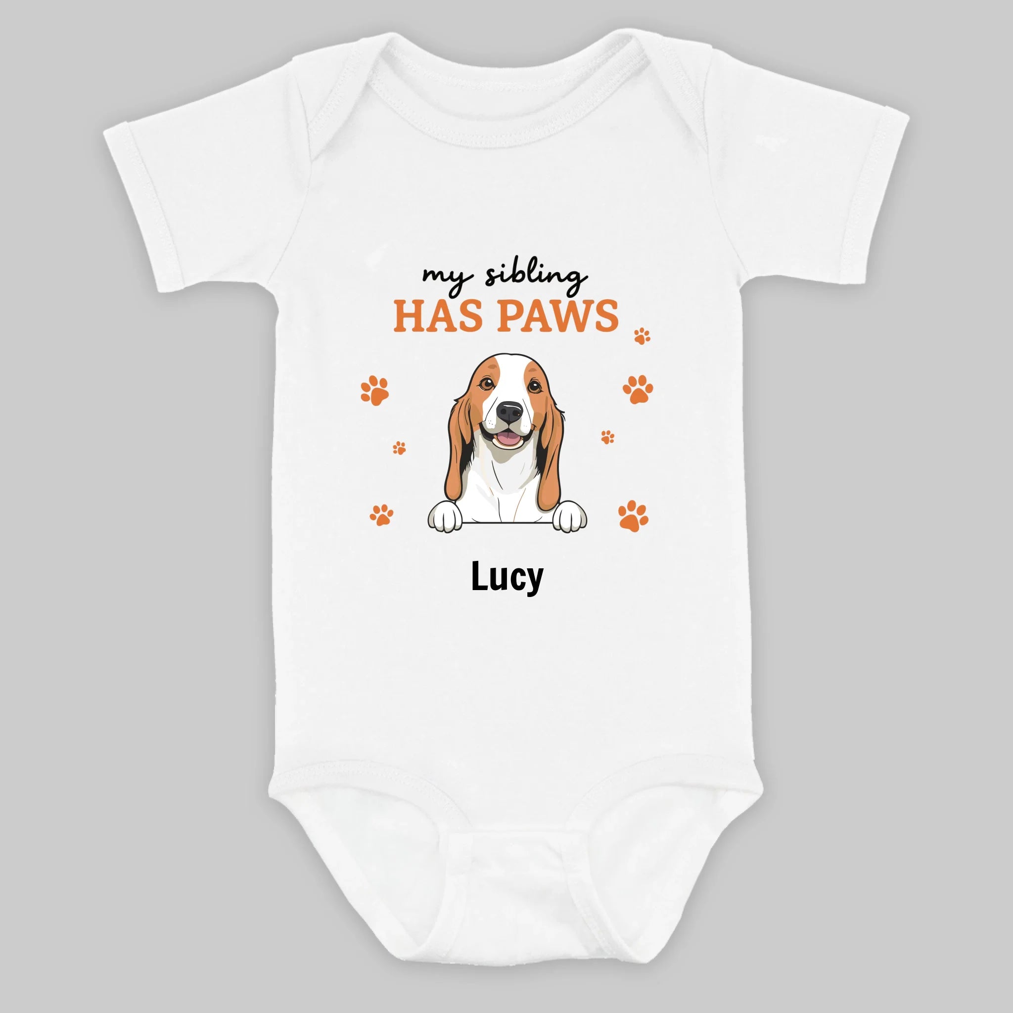 Personalized Baby Onesie – My Sibling Has Paws Design - 89Prints