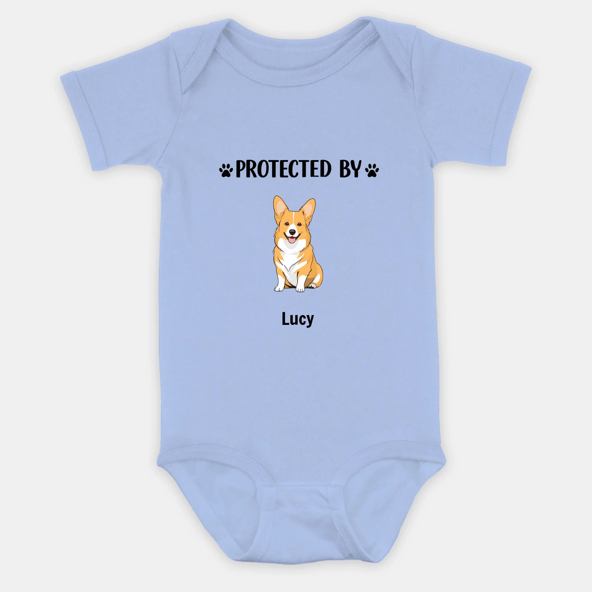 Custom Dog Baby Onesie – Protected by Dog Design - 89Prints