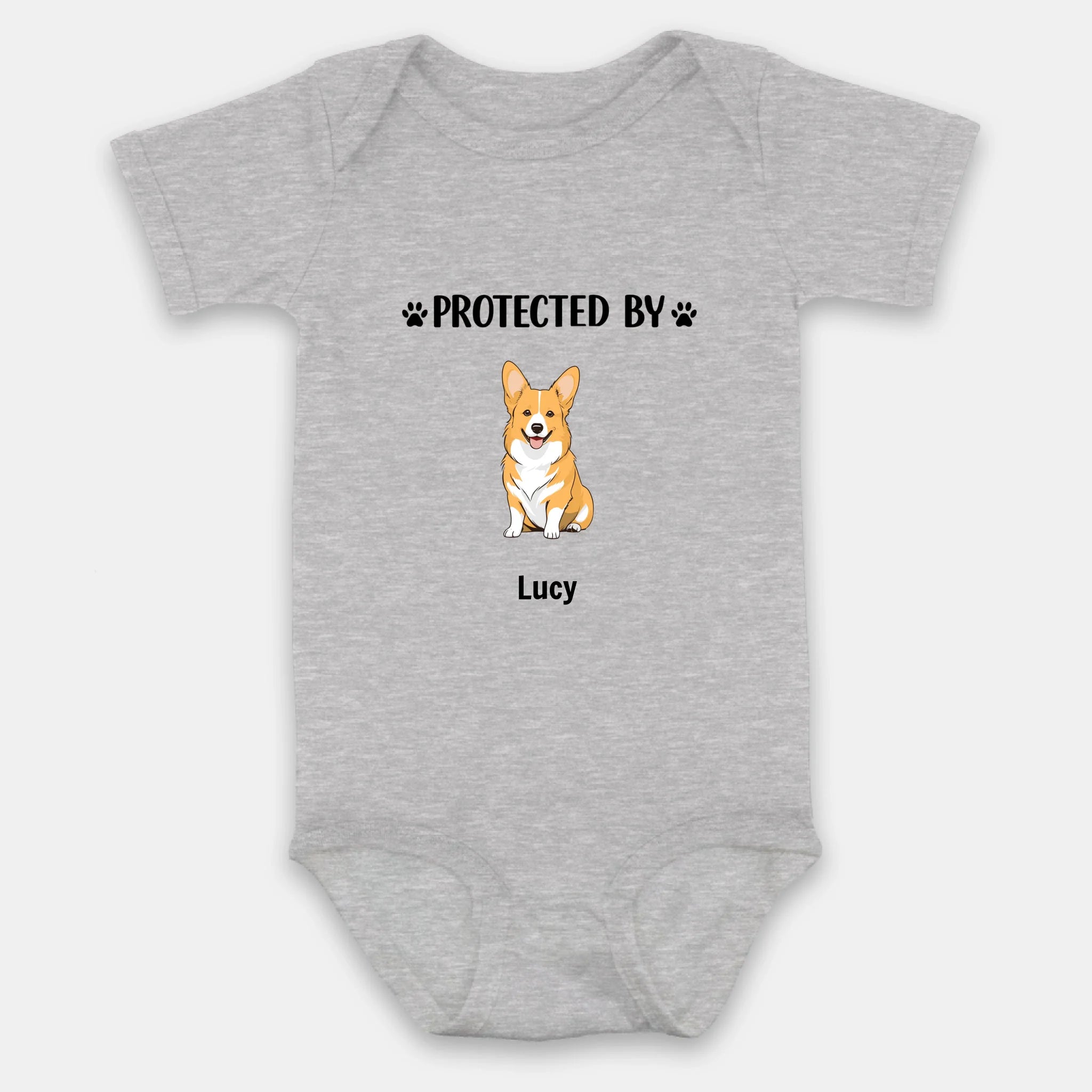Custom Dog Baby Onesie – Protected by Dog Design - 89Prints