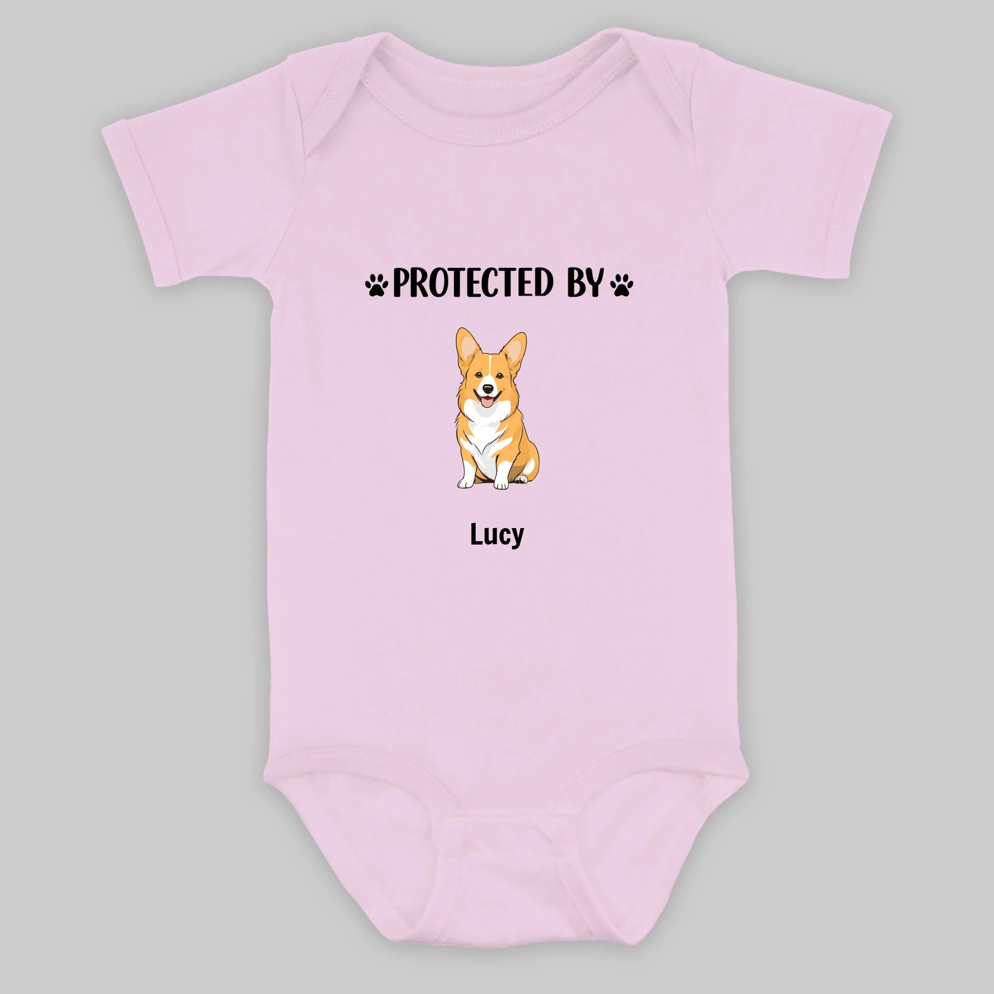 Custom Dog Baby Onesie – Protected by Dog Design - 89Prints