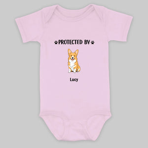 Custom Dog Baby Onesie – Protected by Dog Design - 89Prints