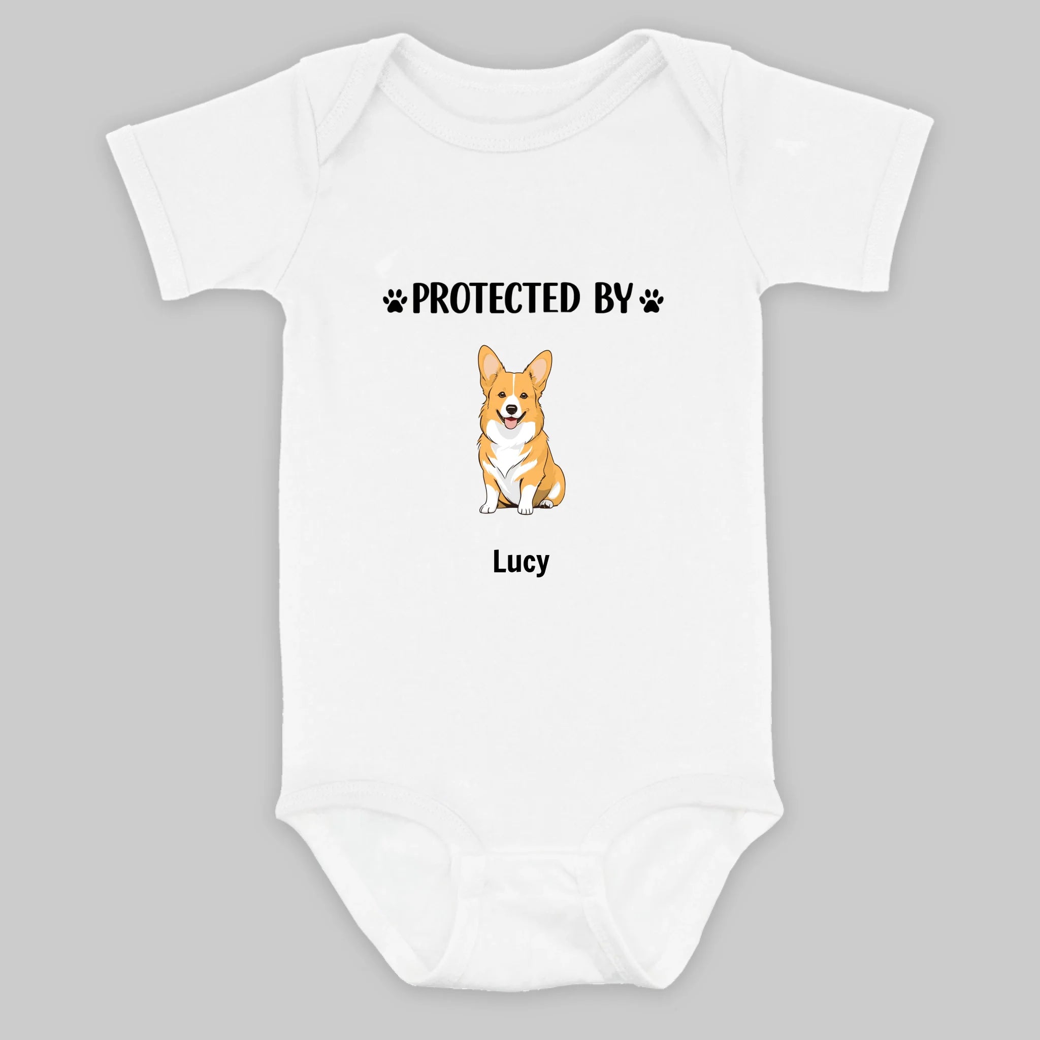 Custom Dog Baby Onesie – Protected by Dog Design - 89Prints