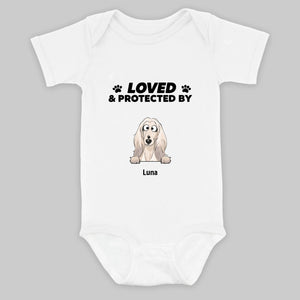 Custom Dog Baby Onesie – Loved & Protected by My Pup - 89Prints