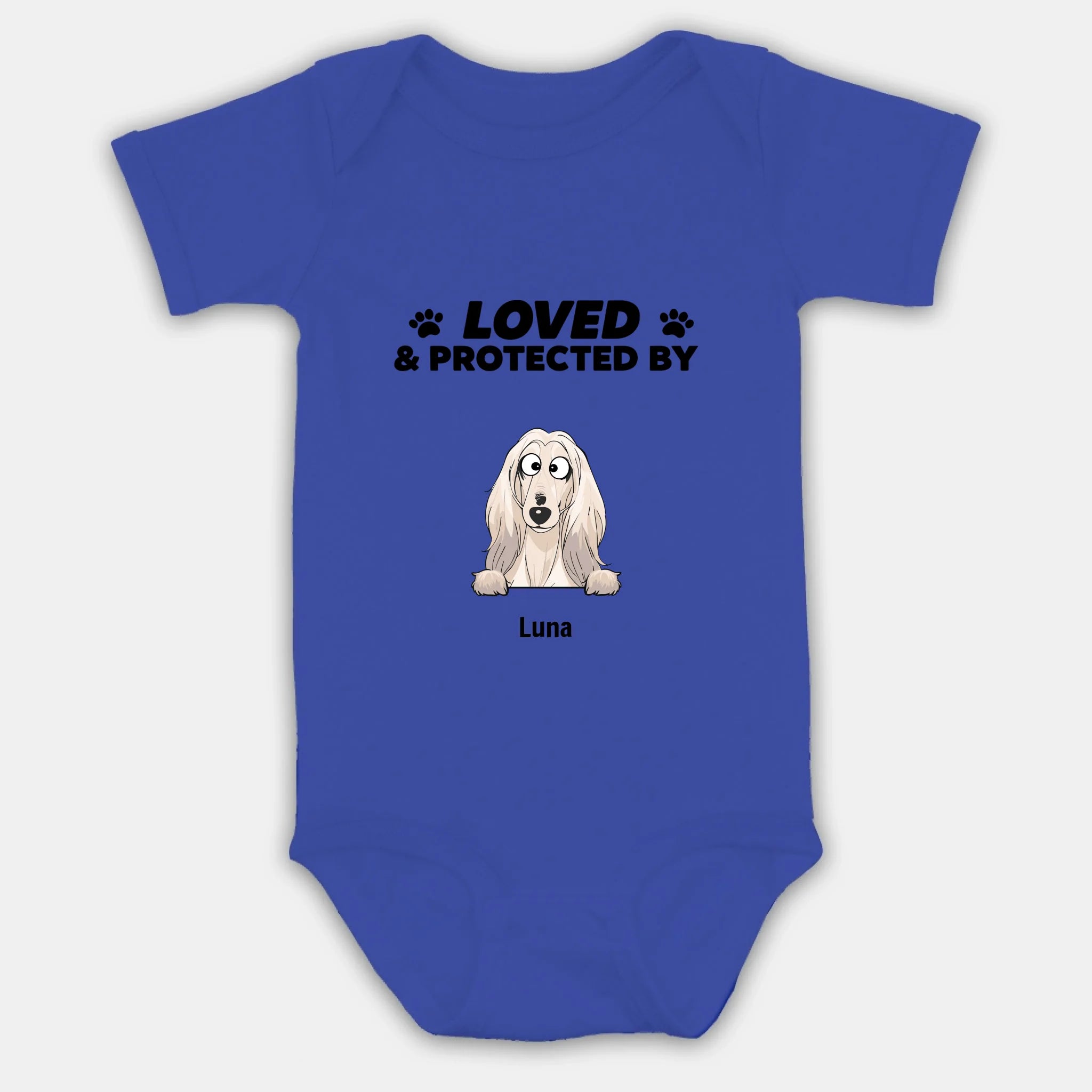 Custom Dog Baby Onesie – Loved & Protected by My Pup - 89Prints