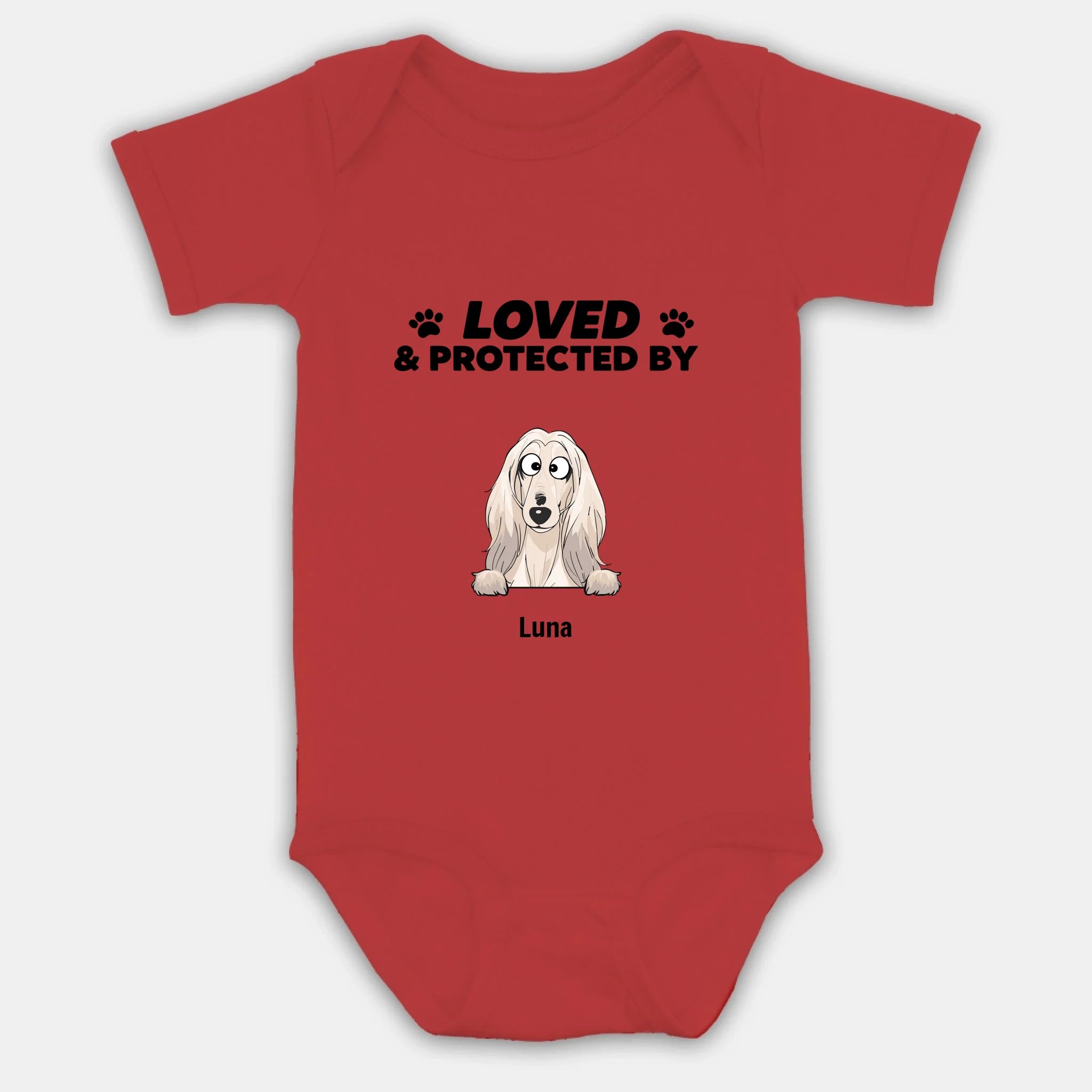 Custom Dog Baby Onesie – Loved & Protected by My Pup - 89Prints