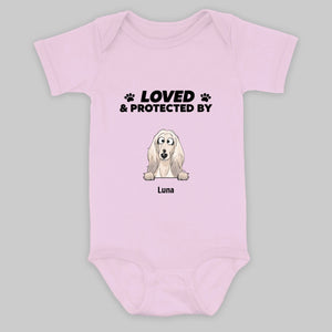 Custom Dog Baby Onesie – Loved & Protected by My Pup - 89Prints