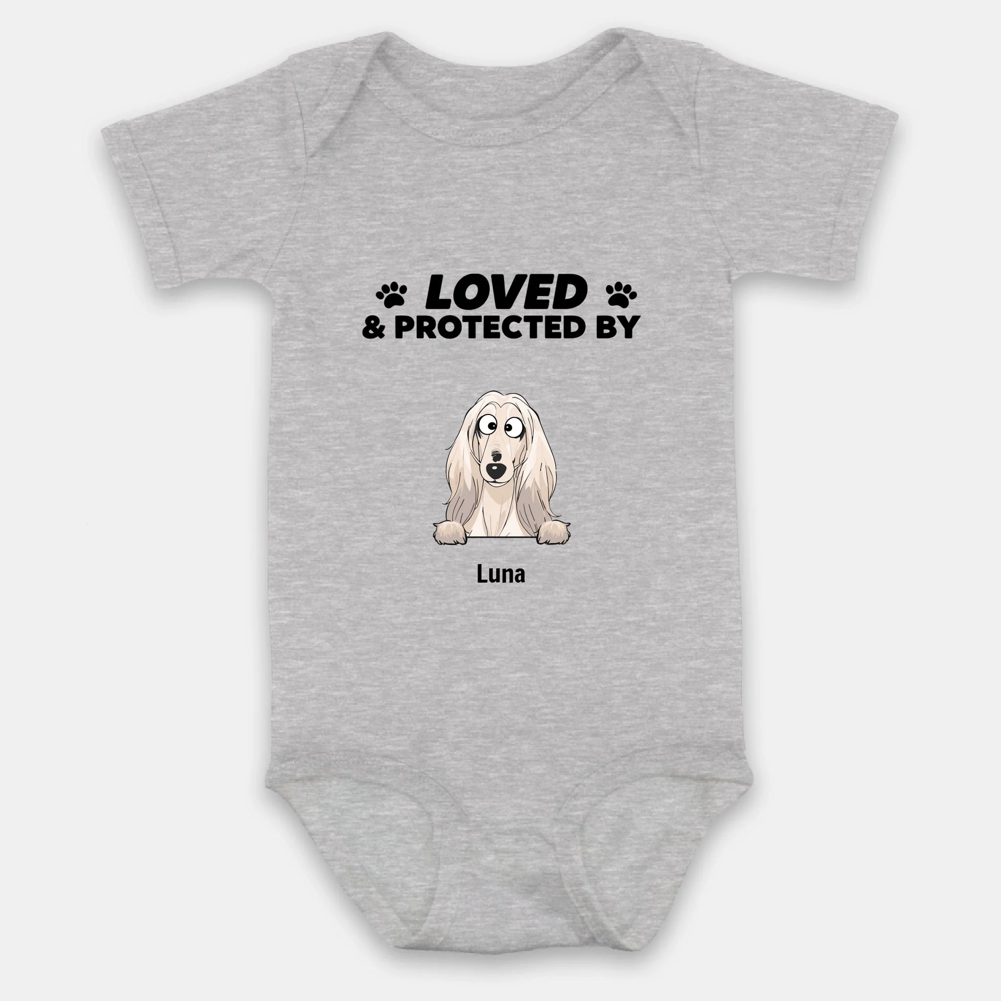 Custom Dog Baby Onesie – Loved & Protected by My Pup - 89Prints