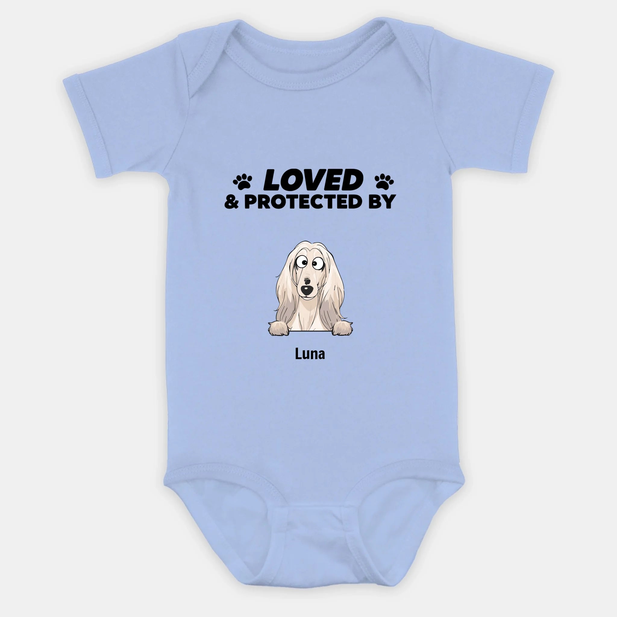 Custom Dog Baby Onesie – Loved & Protected by My Pup - 89Prints