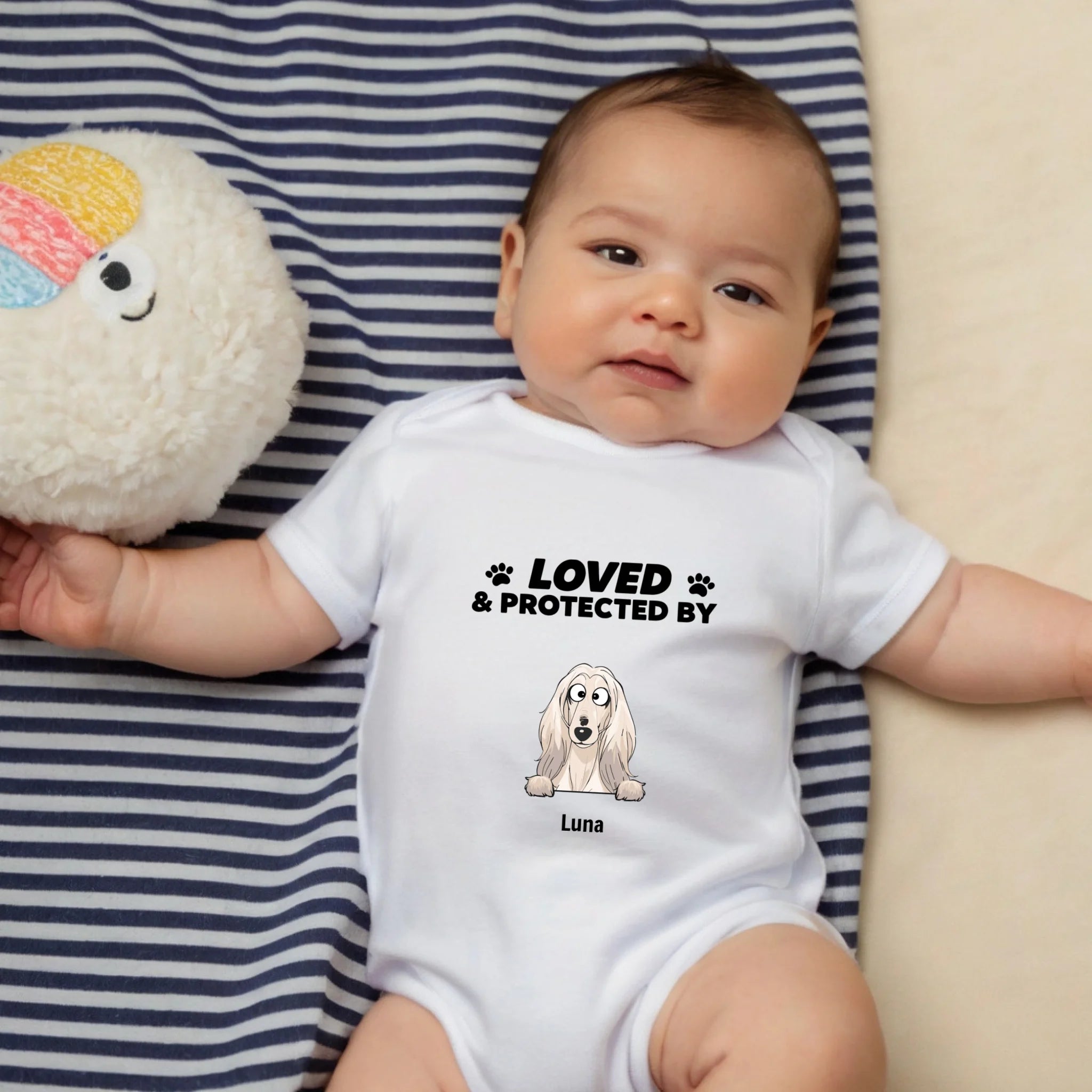 Custom Dog Baby Onesie – Loved & Protected by My Pup - 89Prints