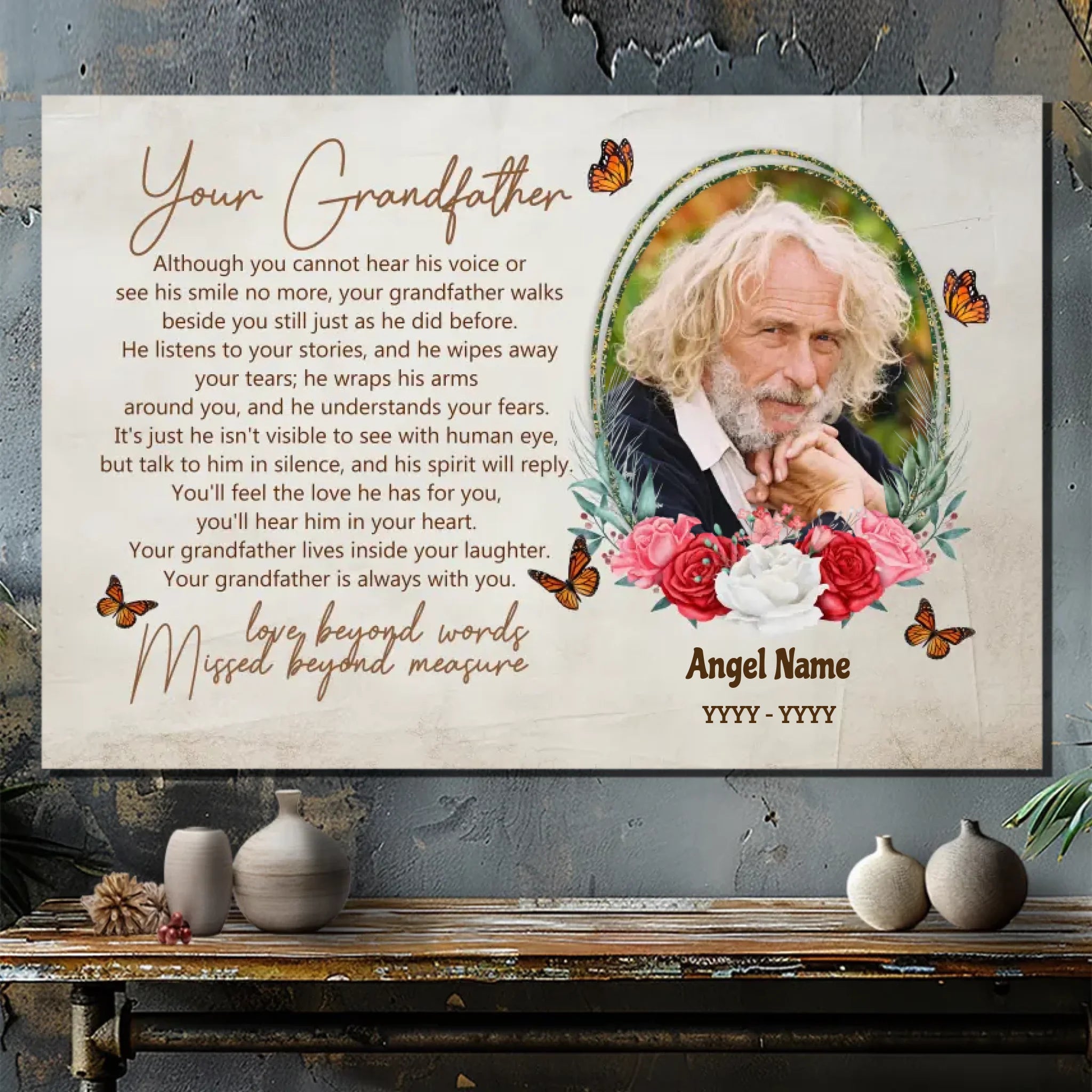 Custom Grandfather Memorial Canvas - Forever in Your Heart | 89Prints